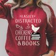 Easily Distracted By Chickens And Coffee And Books Raglan Sleeve Sweatshirt Heather Dust