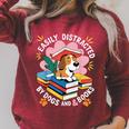 Easily Distracted By Dogs And Books Pets Books Lovers Raglan Sleeve Sweatshirt Heather Dust