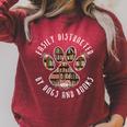 Easily Distracted By Dogs And Books Raglan Sleeve Sweatshirt Heather Dust