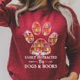 Easily Distracted By Dogs And Books Tshirt Raglan Sleeve Sweatshirt Heather Dust