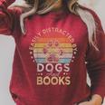 Easily Distracted By Dogs And Books Retro Vintage Dogs Lover Raglan Sleeve Sweatshirt Heather Dust Easily Distracted By Dogs And Books Retro Vintage Dogs Lover Raglan Sleeve Sweatshirt Heather Dust