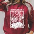 Easily Distracted By Dragons & Books Artwork Raglan Sleeve Sweatshirt Heather Dust