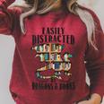 EASILY DISTRACTED BY DRAGONS & BOOKS Medieval Fantasy Reader Raglan Sleeve Sweatshirt Heather Dust