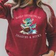 Easily Distracted By Dragons And Books Introvert Shirt Raglan Sleeve Sweatshirt Heather Dust