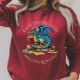 Easily Distracted By Dragons And Books Nerd Dragon Raglan Sleeve Sweatshirt Heather Dust