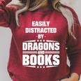Easily Distracted By Dragons And Books Premium Tri-Blend Raglan Sleeve Sweatshirt Heather Dust