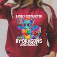 Easily Distracted By Dragons And Books Raglan Sleeve Sweatshirt Heather Dust