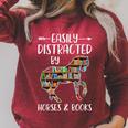 Easily Distracted By Horse And Books Nerds Horse Lovers Raglan Sleeve Sweatshirt Heather Dust