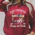 Easily Distracted By Sewing And Books Quilters Raglan Sleeve Sweatshirt Heather Dust
