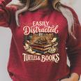 Easily Distracted By Turtles And Books Raglan Sleeve Sweatshirt Heather Dust