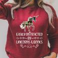 Easily Distracted By Unicorns And Books Raglan Sleeve Sweatshirt Heather Dust