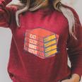 Eat Sleep Books Repeat Book Lover Reading Bookworm Teacher Raglan Sleeve Sweatshirt Heather Dust