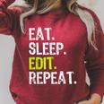Eat Sleep Edit Repeat Editor Editing Video Film Book Raglan Sleeve Sweatshirt Heather Dust Eat Sleep Edit Repeat Editor Editing Video Film Book Raglan Sleeve Sweatshirt Heather Dust