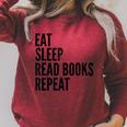 Eat Sleep Read Books Repeat Book Reader Raglan Sleeve Sweatshirt Heather Dust