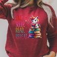 Eat Sleep Read Repeat Unicorn Read Book Reading Lovers Kids Raglan Sleeve Sweatshirt Heather Dust