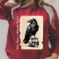 Edgar Allan Poe Raven Gothic Book Lover Raglan Sleeve Sweatshirt Heather Dust