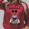 Education Is Freedom African American Girl Reading Book Raglan Sleeve Sweatshirt Heather Dust