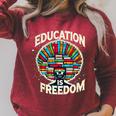 Education Is Freedom Knowledge Power MotivationBook Lover Raglan Sleeve Sweatshirt Heather Dust