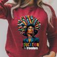 Education Is Freedom History Month Teacher Books Afro For Men Women Raglan Sleeve Sweatshirt Heather Dust