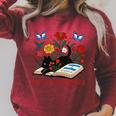 El Salvador Hispanic Heritage Month Book Cute Floral Cat Art Raglan Sleeve Sweatshirt Heather Dust