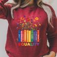 Equality Book Flower Peace Love Kindness LGBTQ Pride Raglan Sleeve Sweatshirt Heather Dust