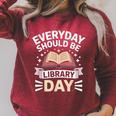 Everyday Should Be Library Day Book Fun Raglan Sleeve Sweatshirt Heather Dust