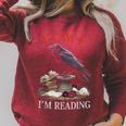 F-CAW-F Crow Book Lover Reader Gothic Humor Raglan Sleeve Sweatshirt Heather Dust