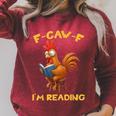 F-Caw-F Rooster Bird F-Caw-F I'm Reading Book Graphic Raglan Sleeve Sweatshirt Heather Dust