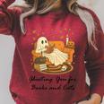 Fall Cat Ghosting You For Book Halloween Ghost Reading Raglan Sleeve Sweatshirt Heather Dust