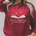 FALL INTO A GOOD BOOK Reader Autumn Reading Books Meme Raglan Sleeve Sweatshirt Heather Dust