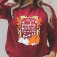 I Fall For Pumpkins Bonfires S'Mores Books Halloween Reader Raglan Sleeve Sweatshirt Heather Dust