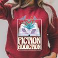 Fiction Addiction Book Reader And Booklover Raglan Sleeve Sweatshirt Heather Dust