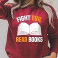Fight Evil Read Books Raglan Sleeve Sweatshirt Heather Dust Fight Evil Read Books Raglan Sleeve Sweatshirt Heather Dust