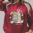 Flourish Dream Thrive Floral Books For Book Lovers Raglan Sleeve Sweatshirt Heather Dust