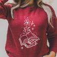 Flowers Butterfly Floral Women's Book Lovers Teacher Performance Raglan Sleeve Sweatshirt Heather Dust