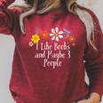Flowers Drawing I Like Books And Maybe 3 People 2025 Raglan Sleeve Sweatshirt Heather Dust