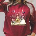 Flowers Gardening And Book Reading Lover Raglan Sleeve Sweatshirt Heather Dust