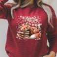Fox And Book Lover Graphic For Women And Spring Pink Flower Raglan Sleeve Sweatshirt Heather Dust