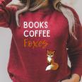 Fox Books Coffee Foxes Women Fox Graphic Cute Fox Lovers Raglan Sleeve Sweatshirt Heather Dust