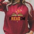Freadom Anti Banned Books Lovers Reading Librarian Bookworm Raglan Sleeve Sweatshirt Heather Dust