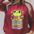Frog Reading Books Bookworm Librarian Raglan Sleeve Sweatshirt Heather Dust