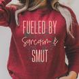 Fueled By Sarcasm Smut Romance Book Lover Sarcastic Women Raglan Sleeve Sweatshirt Heather Dust Fueled By Sarcasm Smut Romance Book Lover Sarcastic Women Raglan Sleeve Sweatshirt Heather Dust