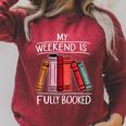 My Weekend Is Fully Booked Saying For Book Lovers Raglan Sleeve Sweatshirt Heather Dust
