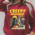 FUNNY Creepy Neighbor Comics Parody Horror Comic Book Raglan Sleeve Sweatshirt Heather Dust