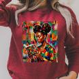 Geometric History Educated Women Reading Book Melanin Raglan Sleeve Sweatshirt Heather Dust