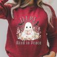 Ghost Book Lover Let Me Read In Peace Tee Raglan Sleeve Sweatshirt Heather Dust