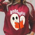 Ghost Book Reading Raglan Sleeve Sweatshirt Heather Dust