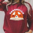 Ghosts & Pumpkin Bookish Halloween Readers And Book Lovers Raglan Sleeve Sweatshirt Heather Dust