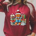 Gingerbread Reading Book Lovers Christmas Bookworm Librarian Raglan Sleeve Sweatshirt Heather Dust