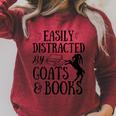 Goat Quote Easily Distracted By Goats And Books Lover Raglan Sleeve Sweatshirt Heather Dust